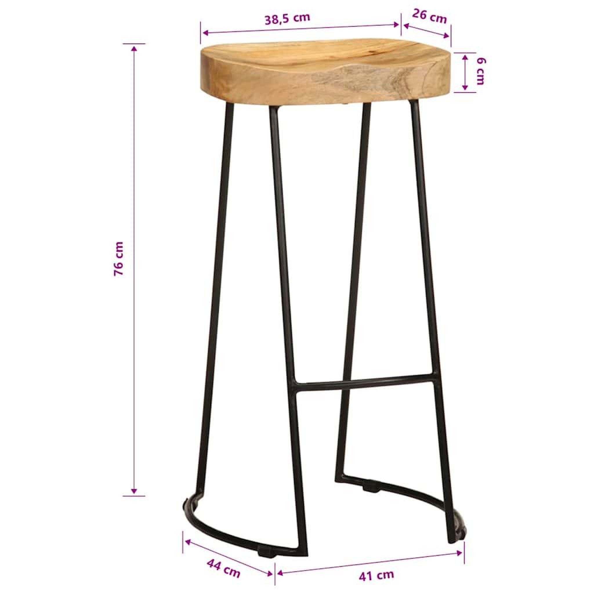 Voir la diapositive 3 : VIDAXL Tabourets de bar lot de 2 bois de manguier massif