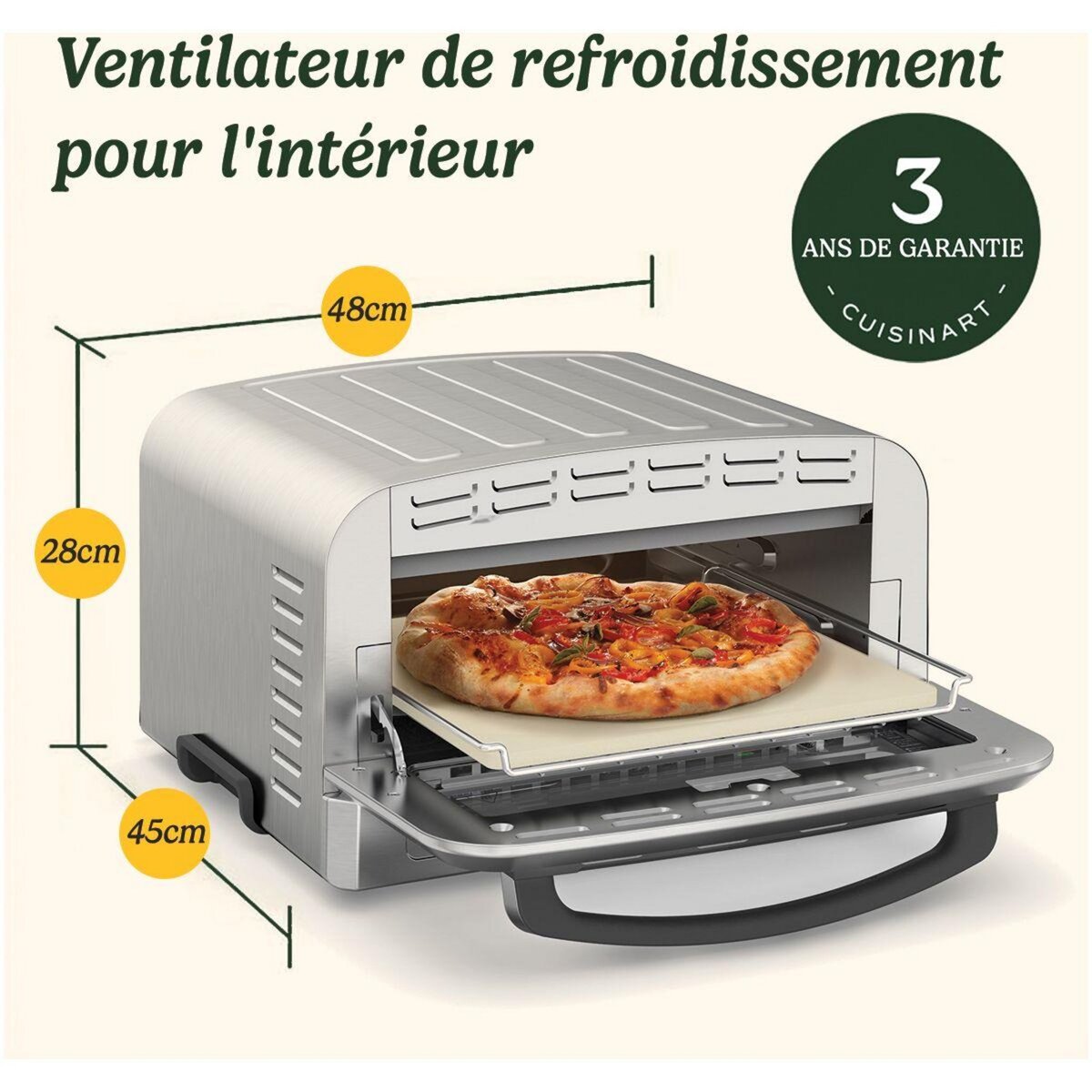 Cuisinart Four à pizza électrique CPZ120E inox pizza 32 cm, cuisson de 175 à 400°C