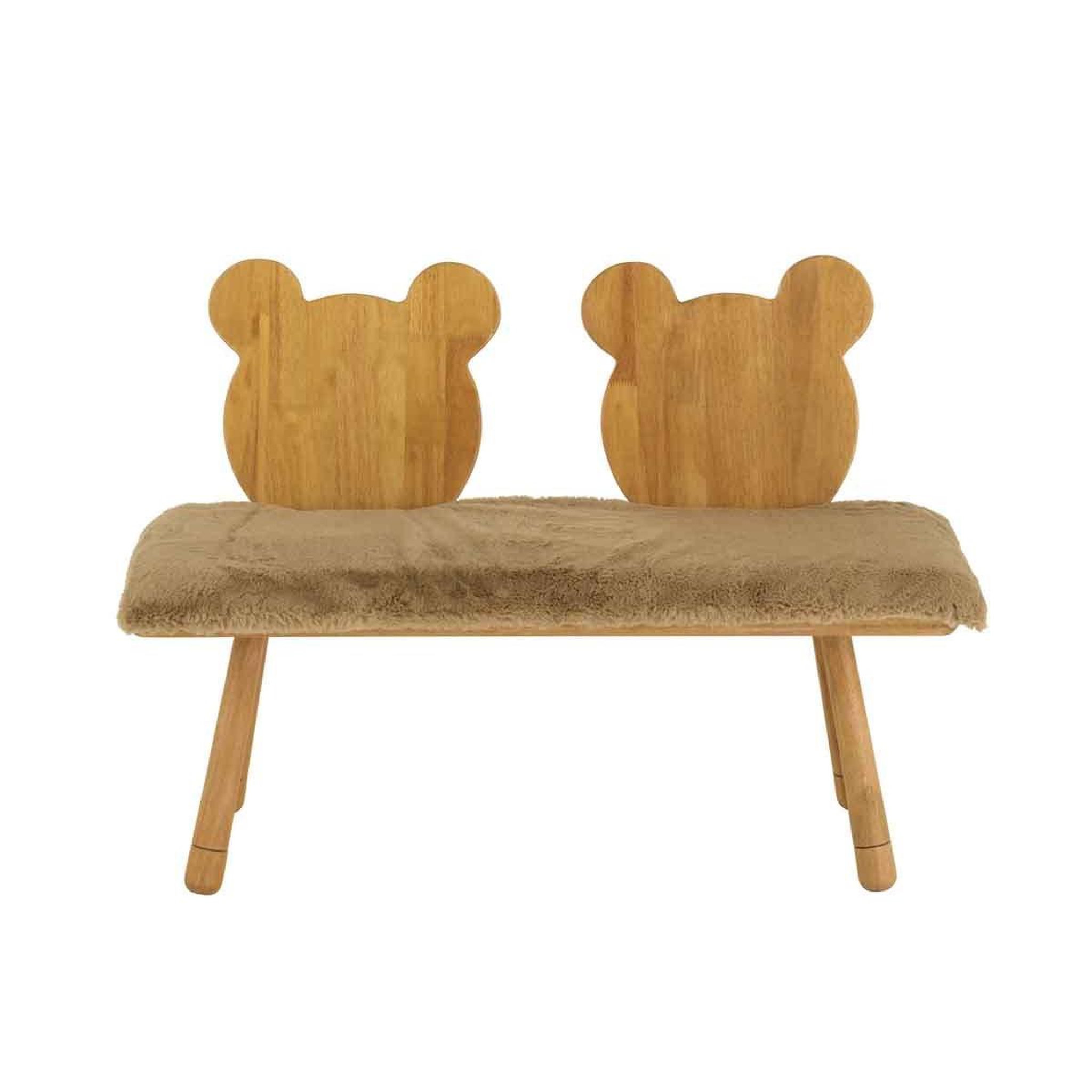 Voir la diapositive 2 : J-LINE Banc pour enfant en bois  ours  87cm naturel