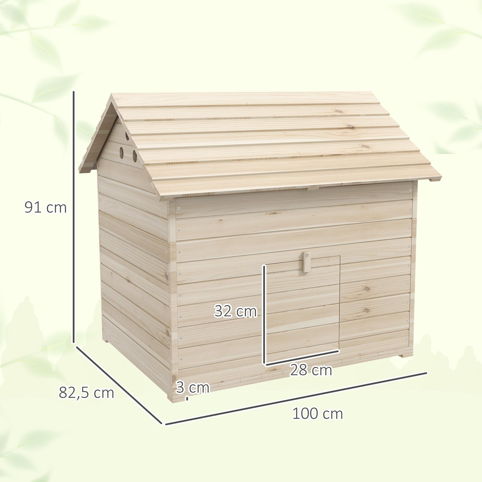 Voir la diapositive 3 : PAWHUT Maison pour rongeur - niche en bois - grand nichoir canard - 100 x 82 x 91 cm - naturel