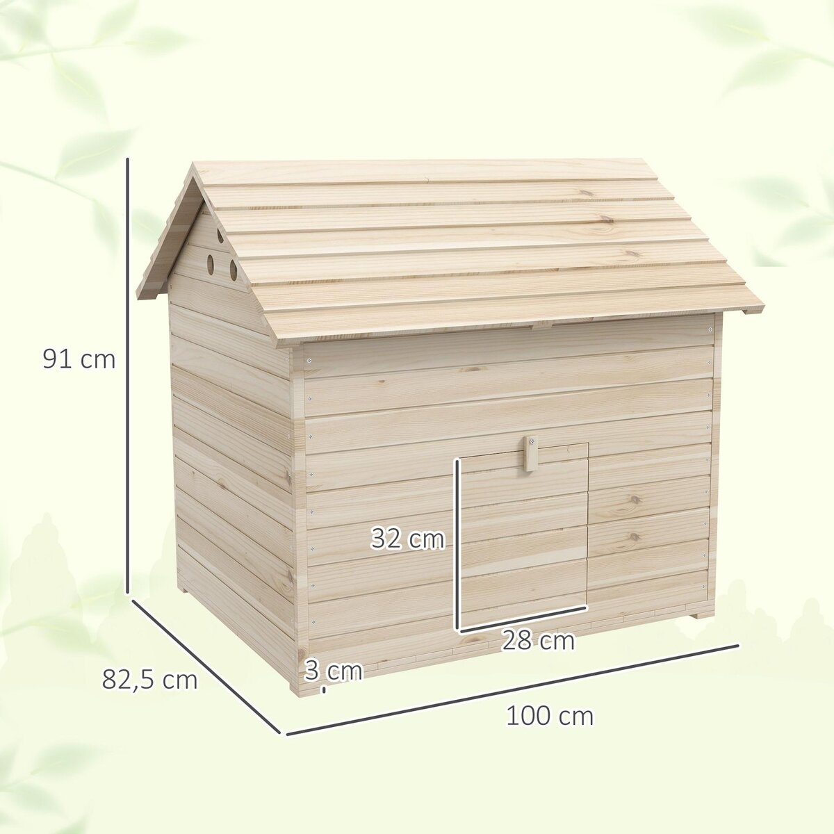 PAWHUT Maison pour rongeur - niche en bois - grand nichoir canard - 100 x 82 x 91 cm - naturel