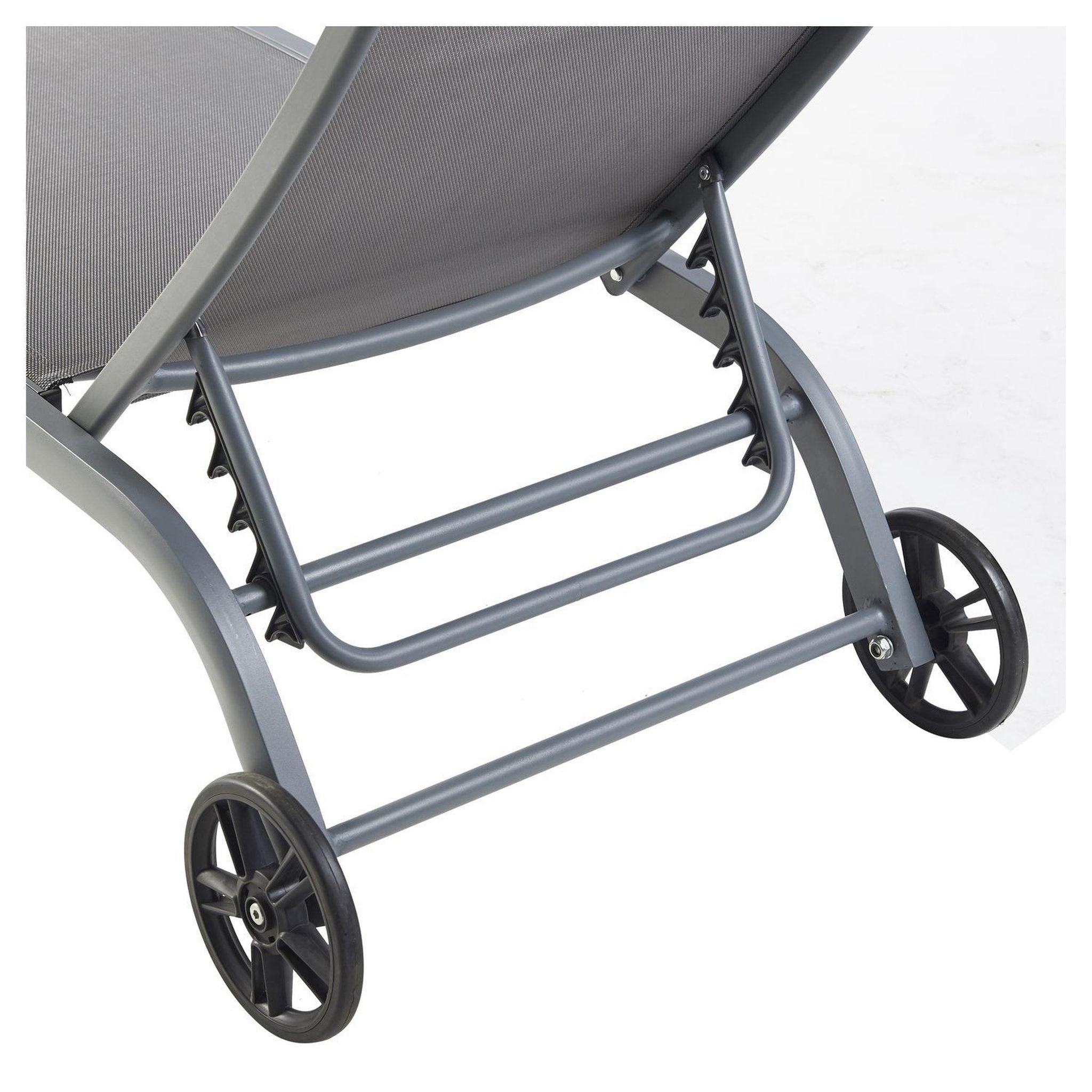 Voir la diapositive 7 : GARDENSTAR Bain de soleil avec dossier réglable - Textilène et acier - Gris