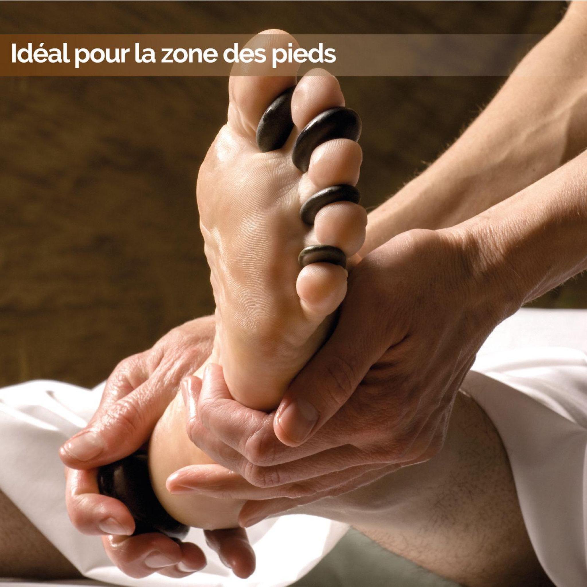 Voir la diapositive 3 : VIVEZEN Lot de 8 pierres chaudes pour massage en basalte naturel poli - Ovale - S