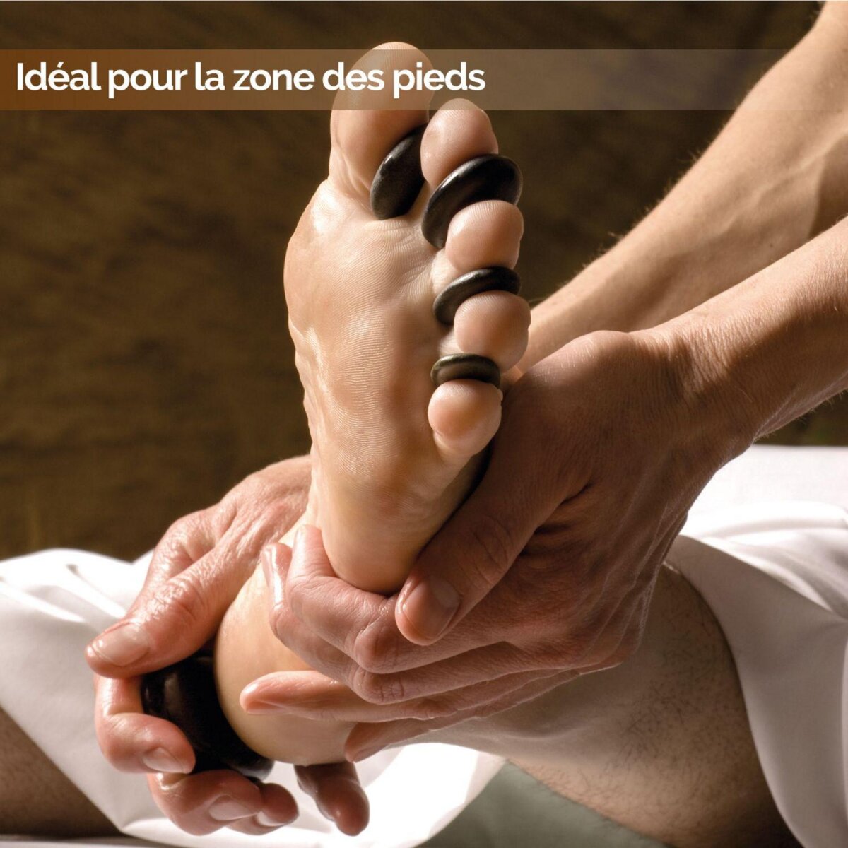 VIVEZEN Lot de 8 pierres chaudes pour massage en basalte naturel poli - Ovale - S