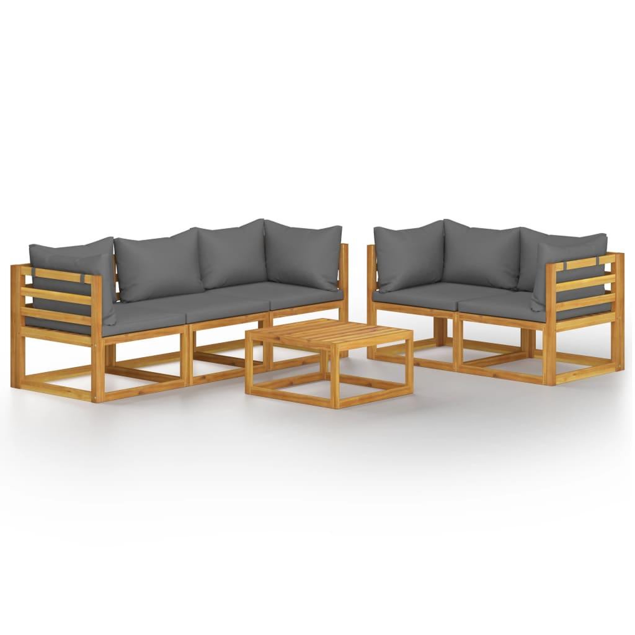 Voir la diapositive 2 : VIDAXL Salon de jardin 6 pcs avec coussin Bois d'acacia solide