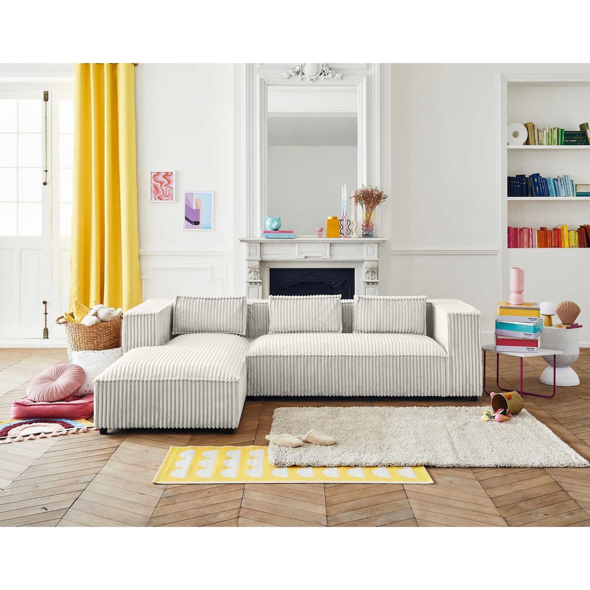 LISA DESIGN Stella - canapé d'angle gauche - 4 places - en velours côtelé grosses côtes