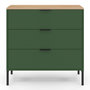 Voir la diapositive 3 : ID MARKET Commode 3 tiroirs KELIA 80 cm vert kaki et plateau bois