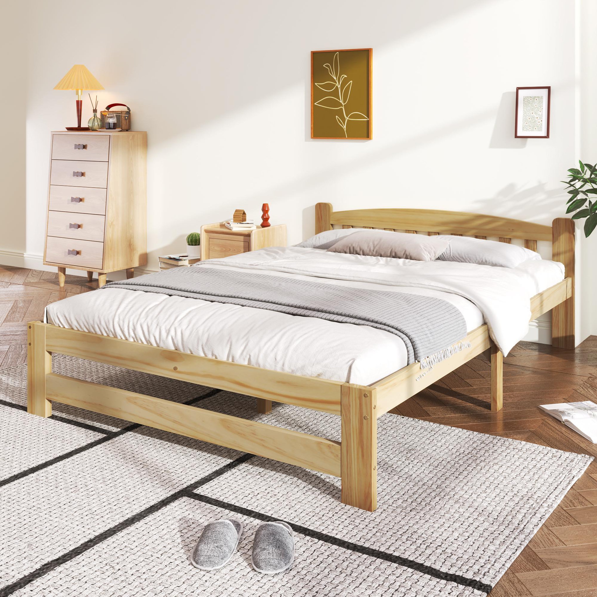 Voir la diapositive 5 : MERAX Lit 2 places 140x200cm bois coloris naturel