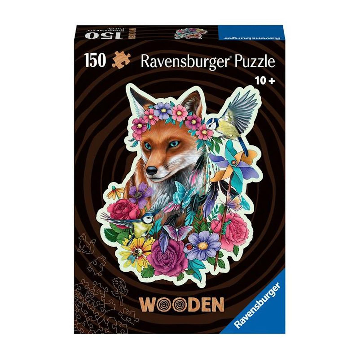 RAVENSBURGER Puzzle en bois 150 pièces – Renard coloré – Illustration artistique nature – Puzzle premium adulte – Ravensburger