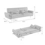 Voir la diapositive 4 : SWEEEK Canapé convertible design en velours côtelé blanc - Oskar - 3 places scandinave droit avec pieds métal chromé