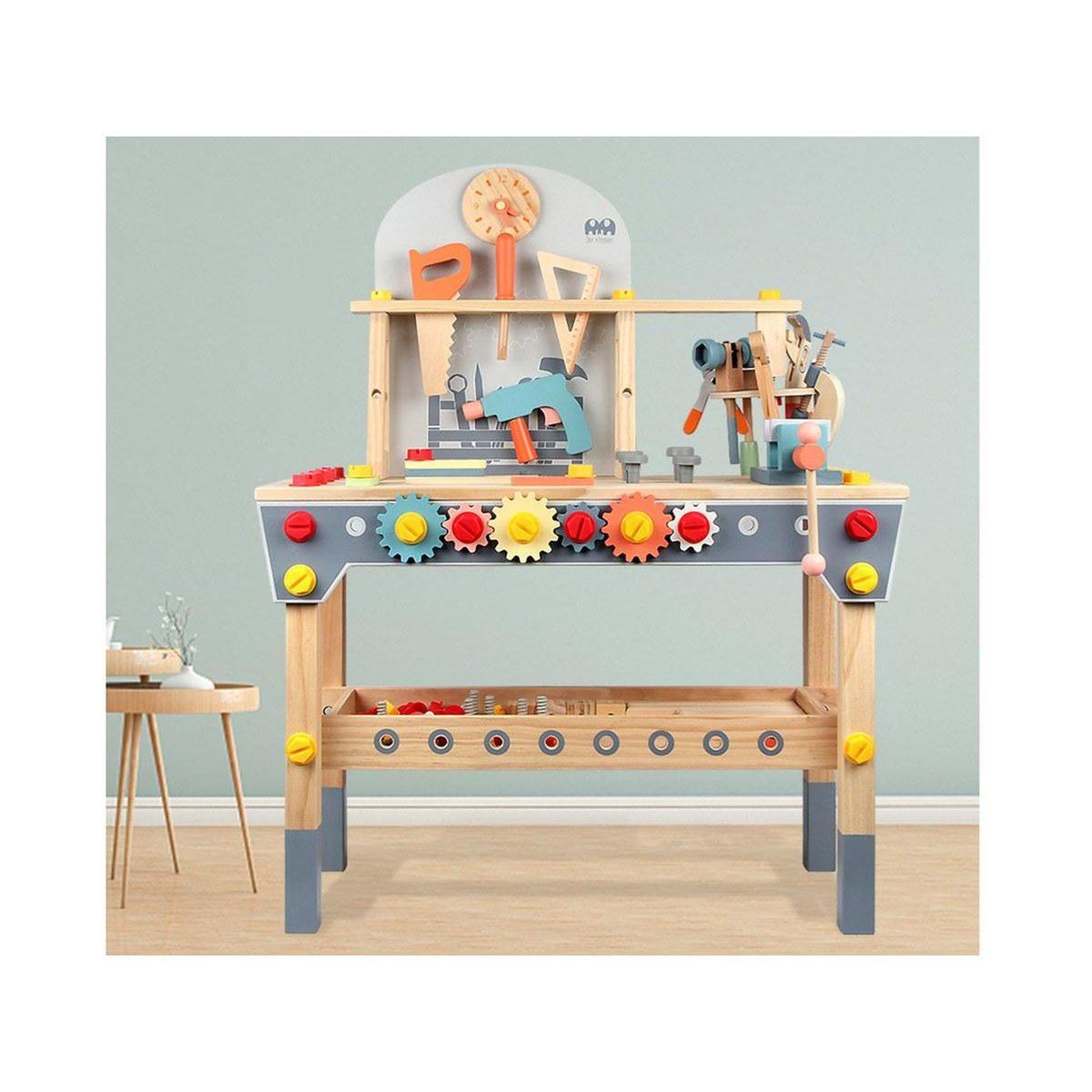 Voir la diapositive 2 : 1001JOUETS Établi en Bois avec Accessoires - Jeu d'Imitation - 88 cm