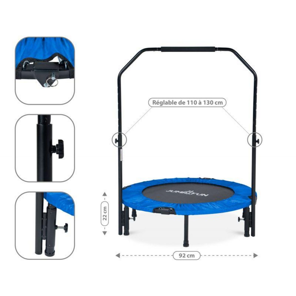 JUMP4FUN Mini Trampoline Fitness Jump4fun Pliable Double-Bar - Ø92cm