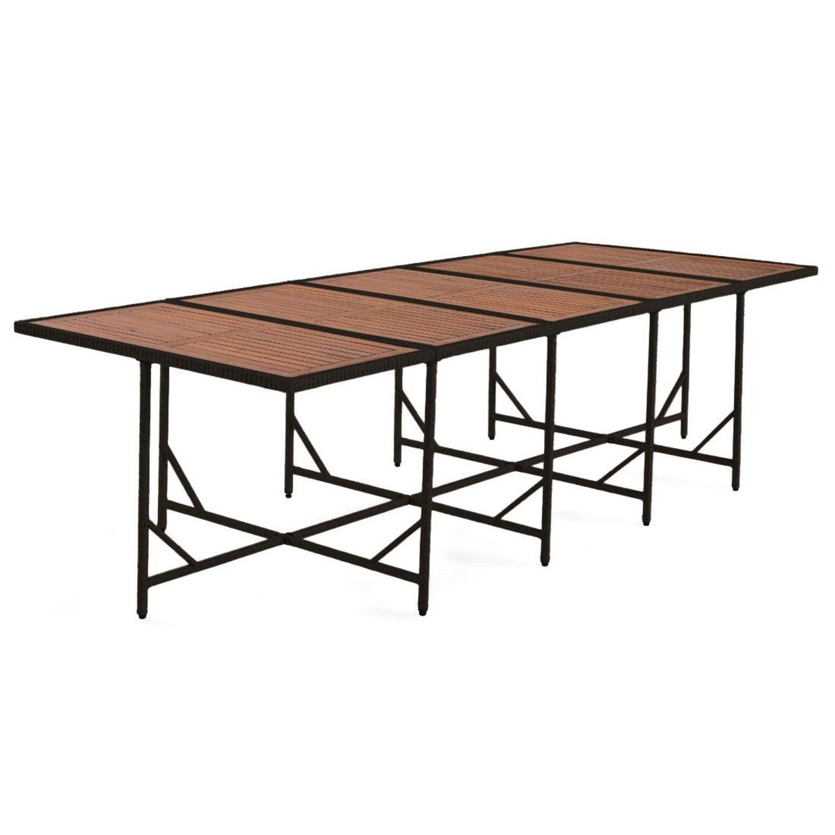 BEST MOBILIER Cuba – salon de jardin encastrable en résine tressé noir - 14 places - coussins gris + housse de protection