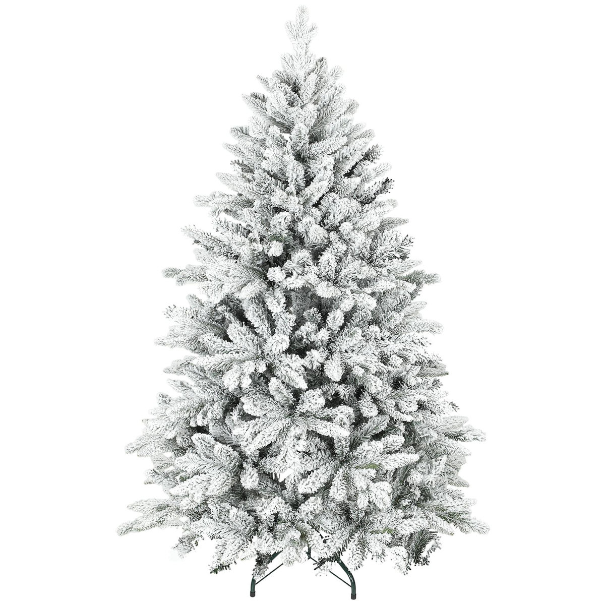 HOMCOM Sapin de Noël artificiel enneigé H.150cm 768 branches grand réalisme support métal pliable vert blanc
