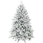 HOMCOM Sapin de Noël artificiel enneigé H.150cm 768 branches grand réalisme support métal pliable vert blanc