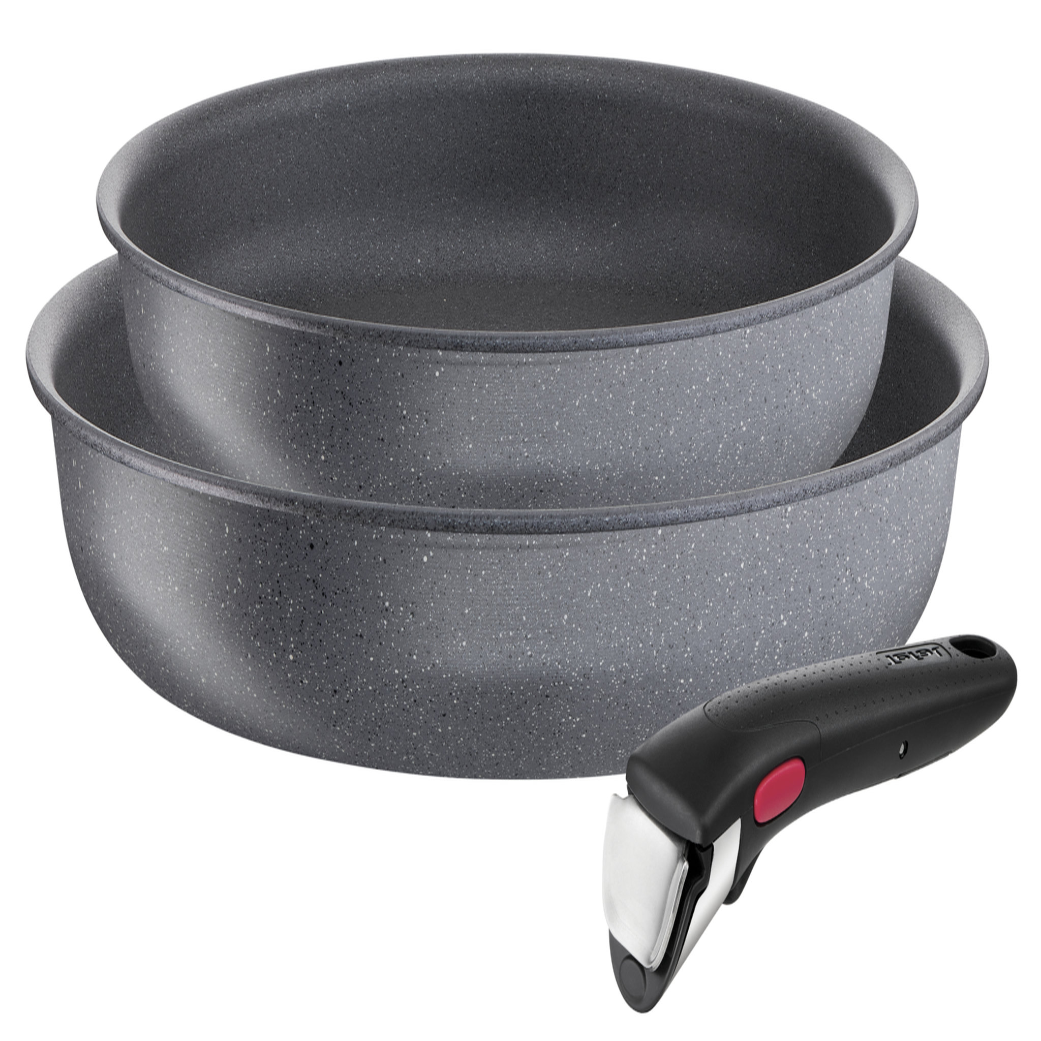 TEFAL Lot 2 poêles 22/26 cm + 1 poignée INGENIO NATURAL FORCE