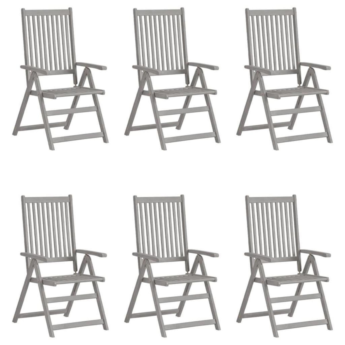 VIDAXL Chaises inclinables de jardin lot de 6 et coussins Bois acacia
