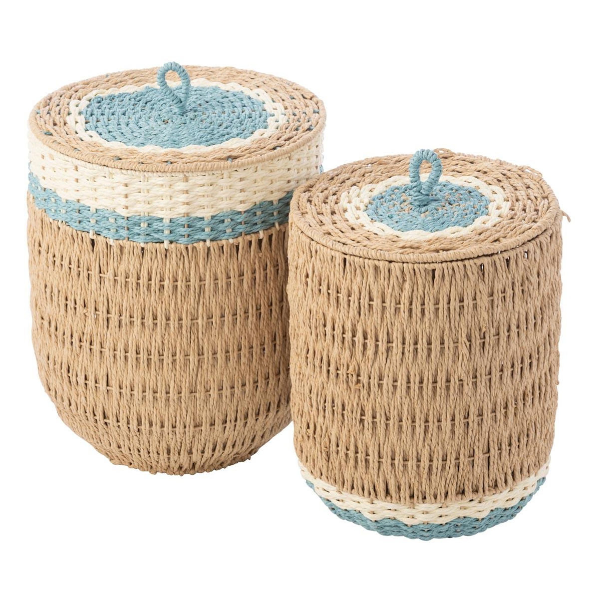 Paris Prix Lot de 2 Paniers Enfant  Doug  43cm Naturel & Bleu