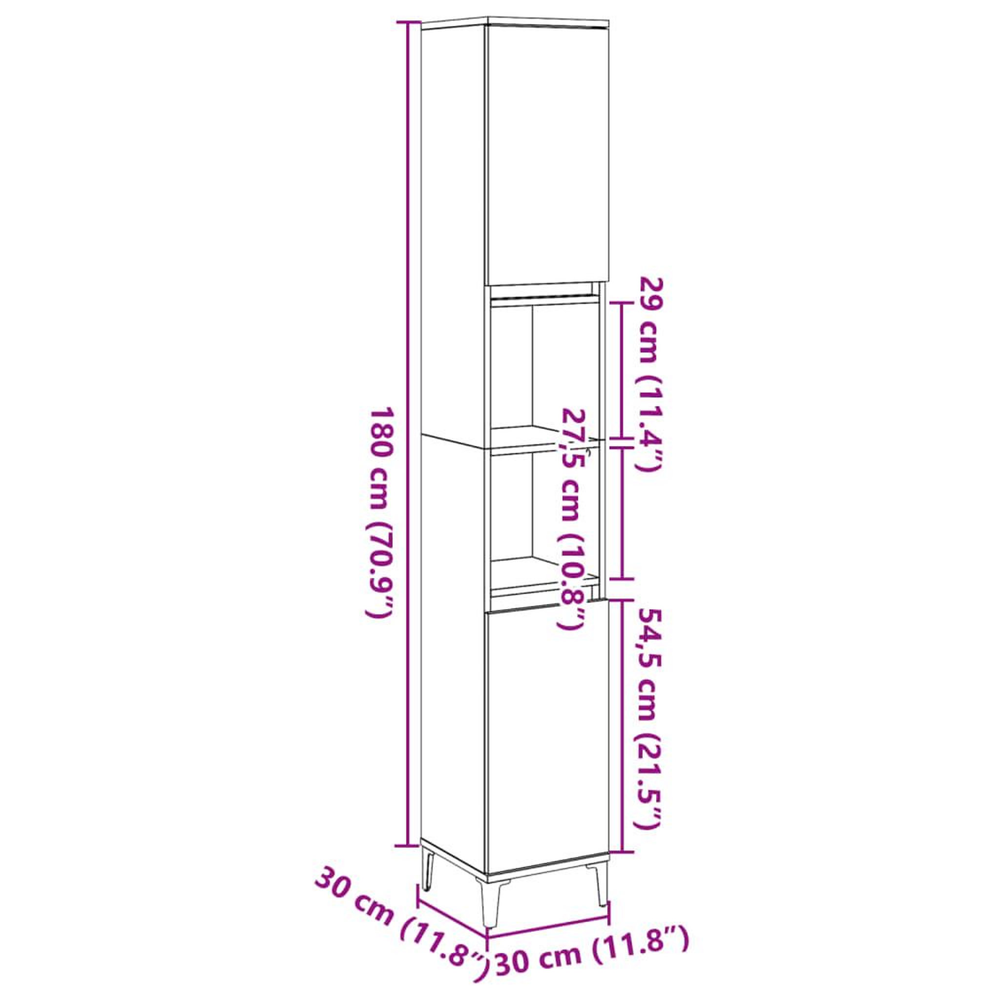 Voir la diapositive 6 : VIDAXL Armoire de salle de bain vieux bois 30x30x190cm bois ingenierie