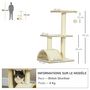 Voir la diapositive 2 : PAWHUT Arbre à chat griffoir grattoir design jeu boule suspendue 2 plateformes peluche sisal naturel crème