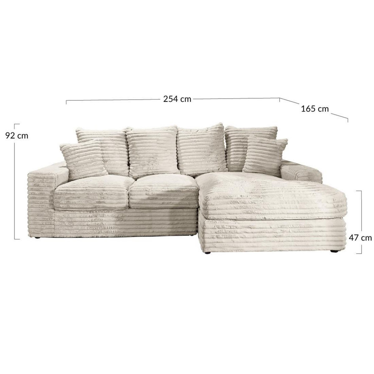 LISA DESIGN Andy - canapé d'angle droit 4 places en fausse fourrure côtelée