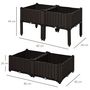 Voir la diapositive 3 : OUTSUNNY Jardinière sur pieds carré potager 2 étages dim. 80L x 80l x 44H cm insert d'irrigation plastique imitation rotin tressé chocolat