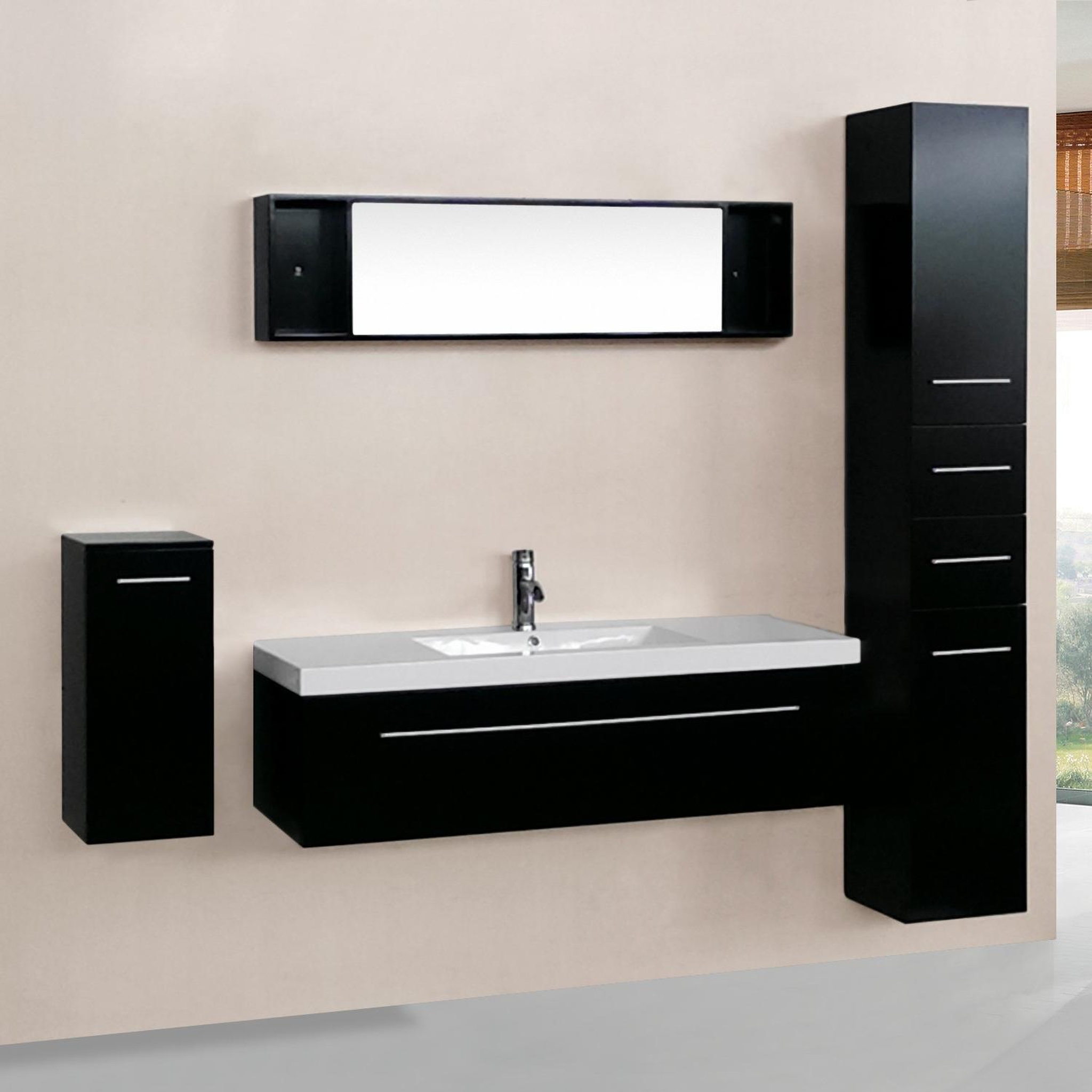 Voir la diapositive 1 : CONCEPT USINE Ensemble salle de bain 3 meubles + 1 vasque + 1 miroir AGATHE