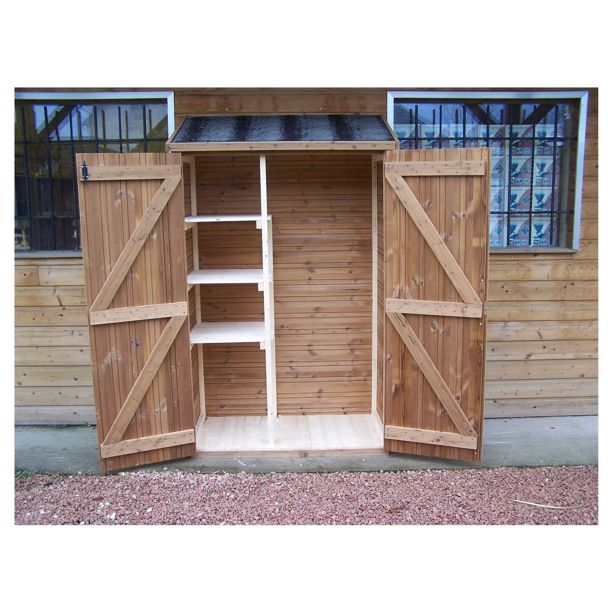 Voir la diapositive 3 : Habrita Abri de jardin mural multiusages en bois 19mm 0,83m² - traité très haute température