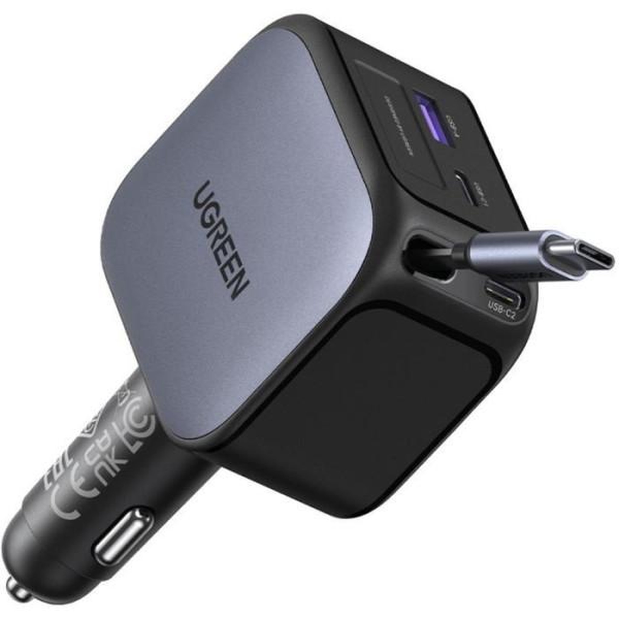 Voir la diapositive 6 : UGREEN Chargeur voiture - ugreen - 145w - avec câble rétractable