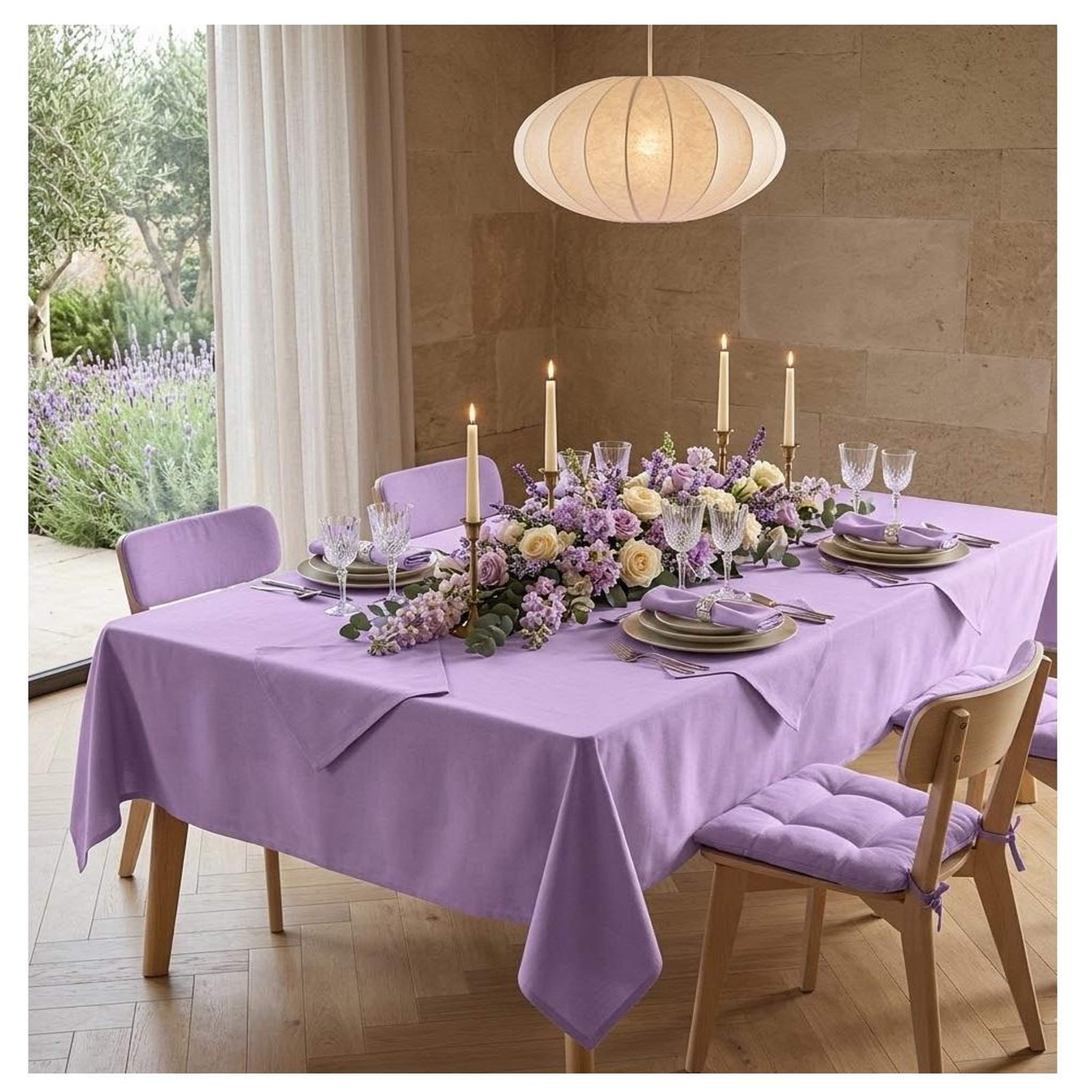 Voir la diapositive 2 : Eden Nappe rectangle coton recycle mistral