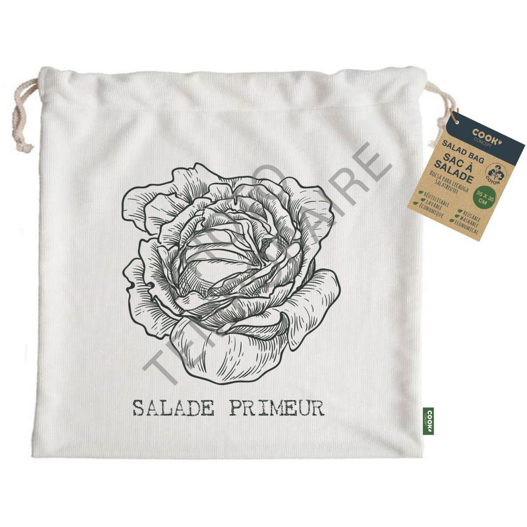 Voir la diapositive 2 : COOK CONCEPT Lunch bag conservation salade en coton 35x35c