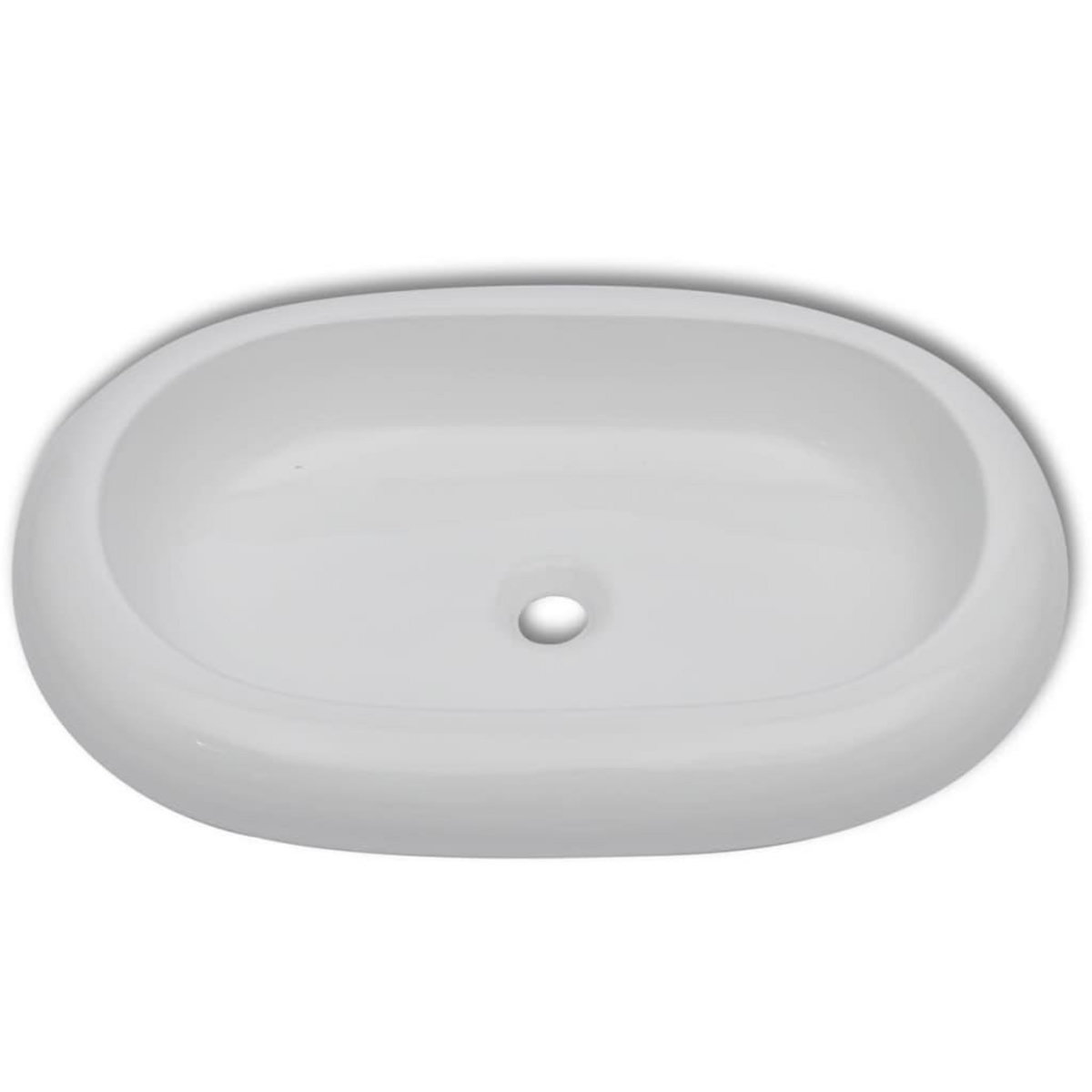 VIDAXL Lavabo en forme ovale Ceramique 63 x 42 cm Blanc