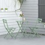 Voir la diapositive 2 : OUTSUNNY Salon de jardin bistro pliable - table ronde Ø 60 cm avec 2 chaises pliantes - métal thermolaqué vert d'eau