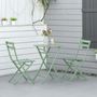 Voir la diapositive 2 : OUTSUNNY Salon de jardin bistro pliable - table ronde Ø 60 cm avec 2 chaises pliantes - métal thermolaqué vert d'eau