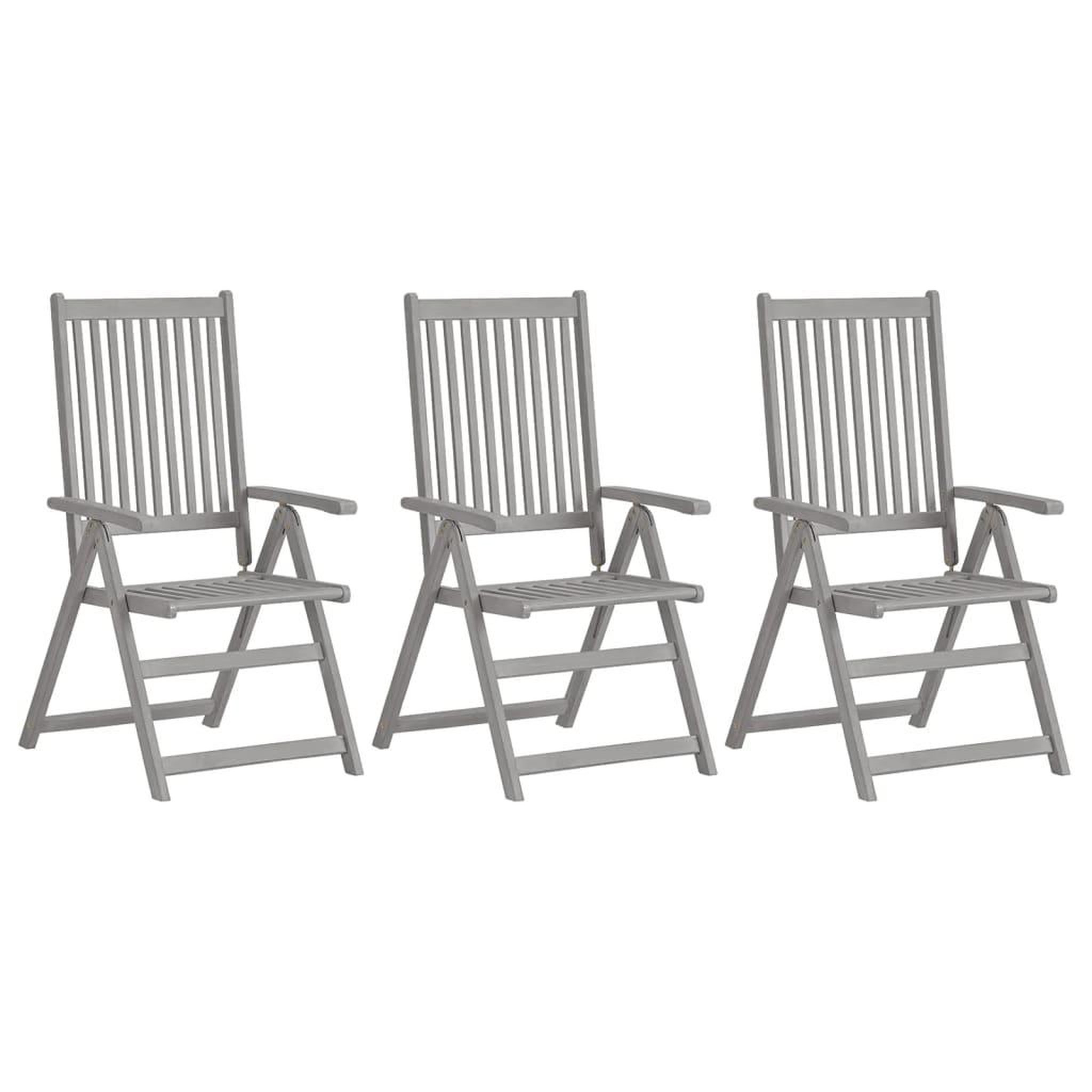 Voir la diapositive 2 : VIDAXL Chaises inclinables de jardin lot de 3 et coussins Bois acacia