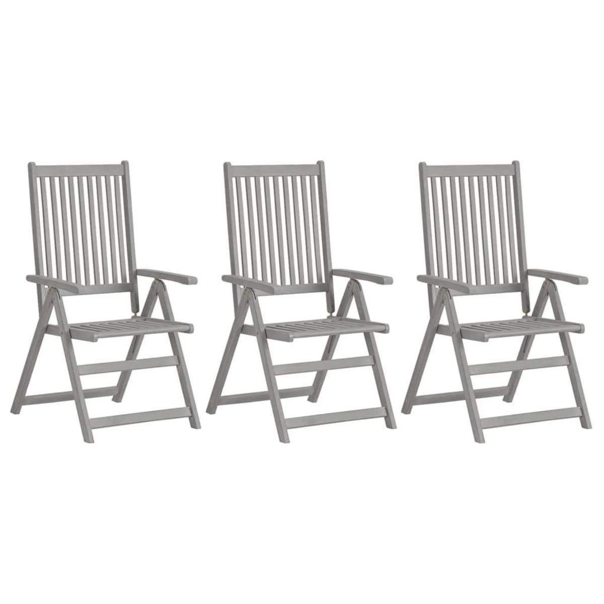 VIDAXL Chaises inclinables de jardin lot de 3 et coussins Bois acacia