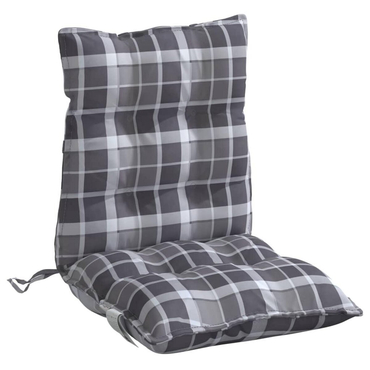 VIDAXL Coussins de chaise a dossier bas lot de 4 motif a carreaux gris