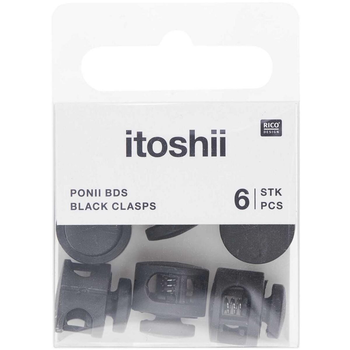 RICO DESIGN Itoshii pack de 6 claps de cordon noir