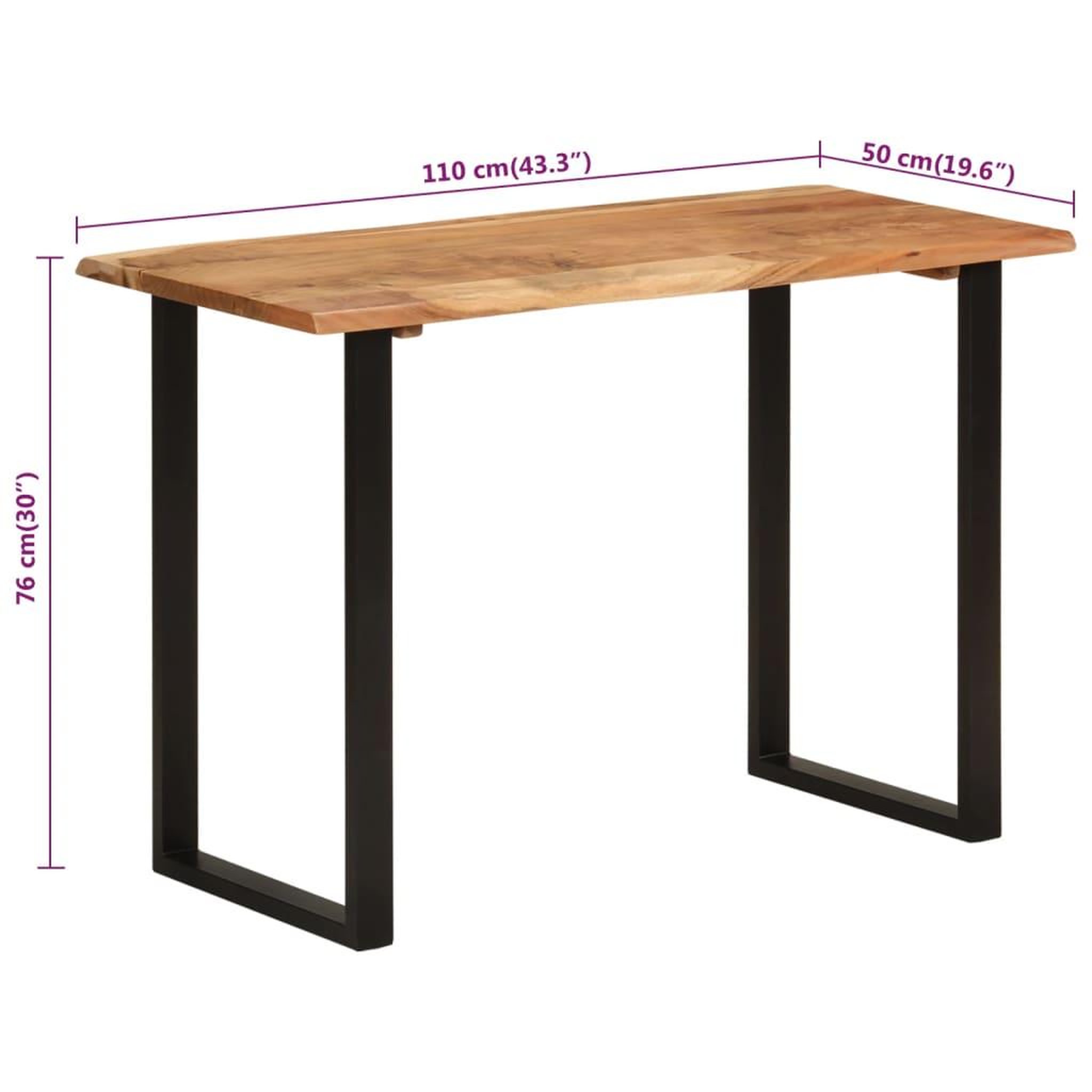 Voir la diapositive 6 : VIDAXL Table a dîner 110x50x76 cm Bois d'acacia solide