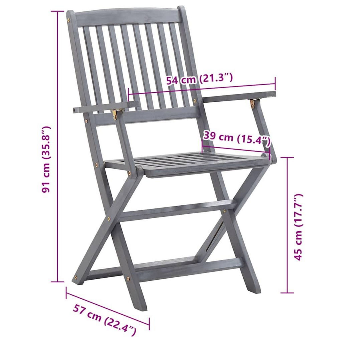 VIDAXL Chaises pliables d'exterieur lot de 8 et coussins Bois d'acacia