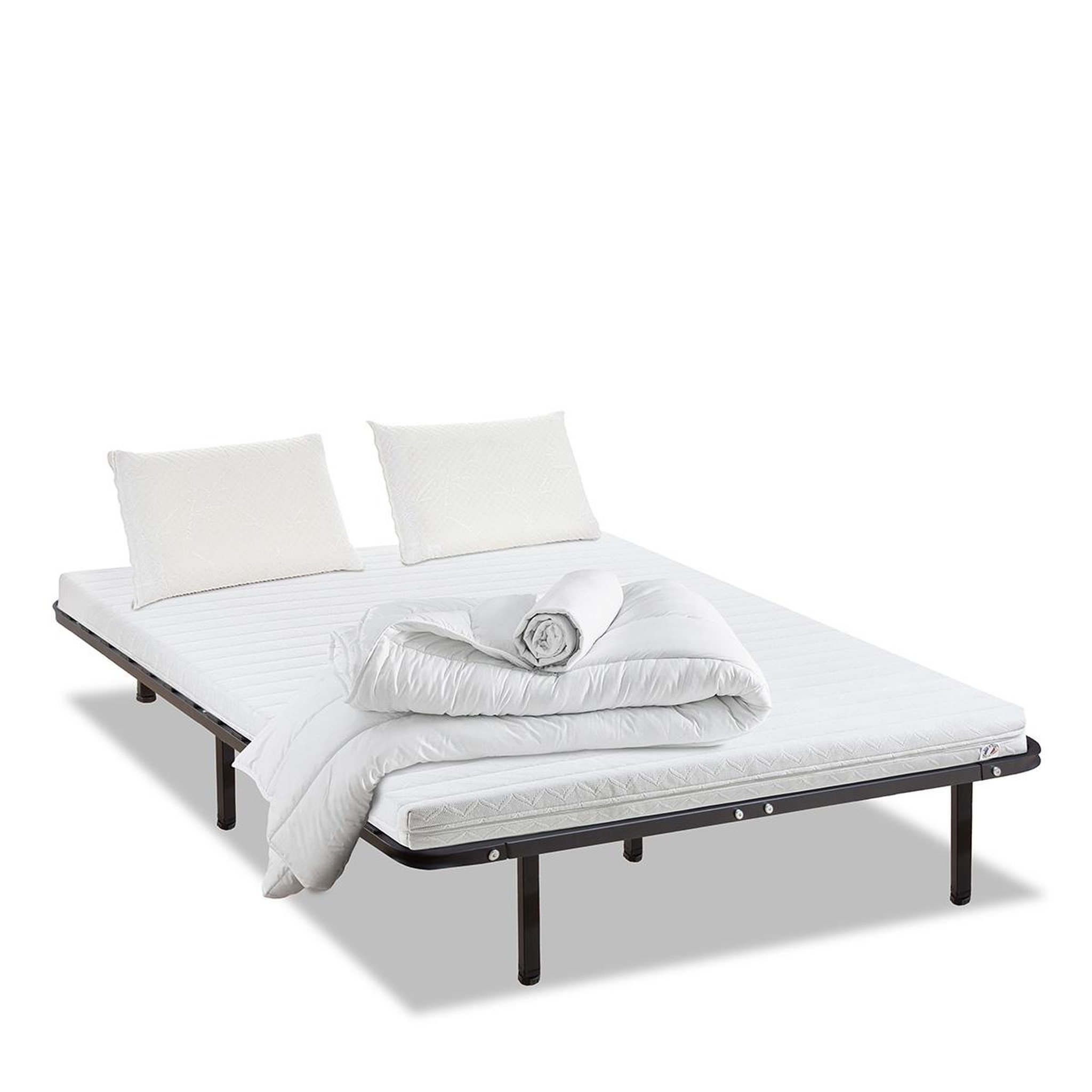 Voir la diapositive 4 : OLYMPE LITERIE Olympe literie | pack prêt à dormir egio | matelas latex like + sommier métal + accessoires