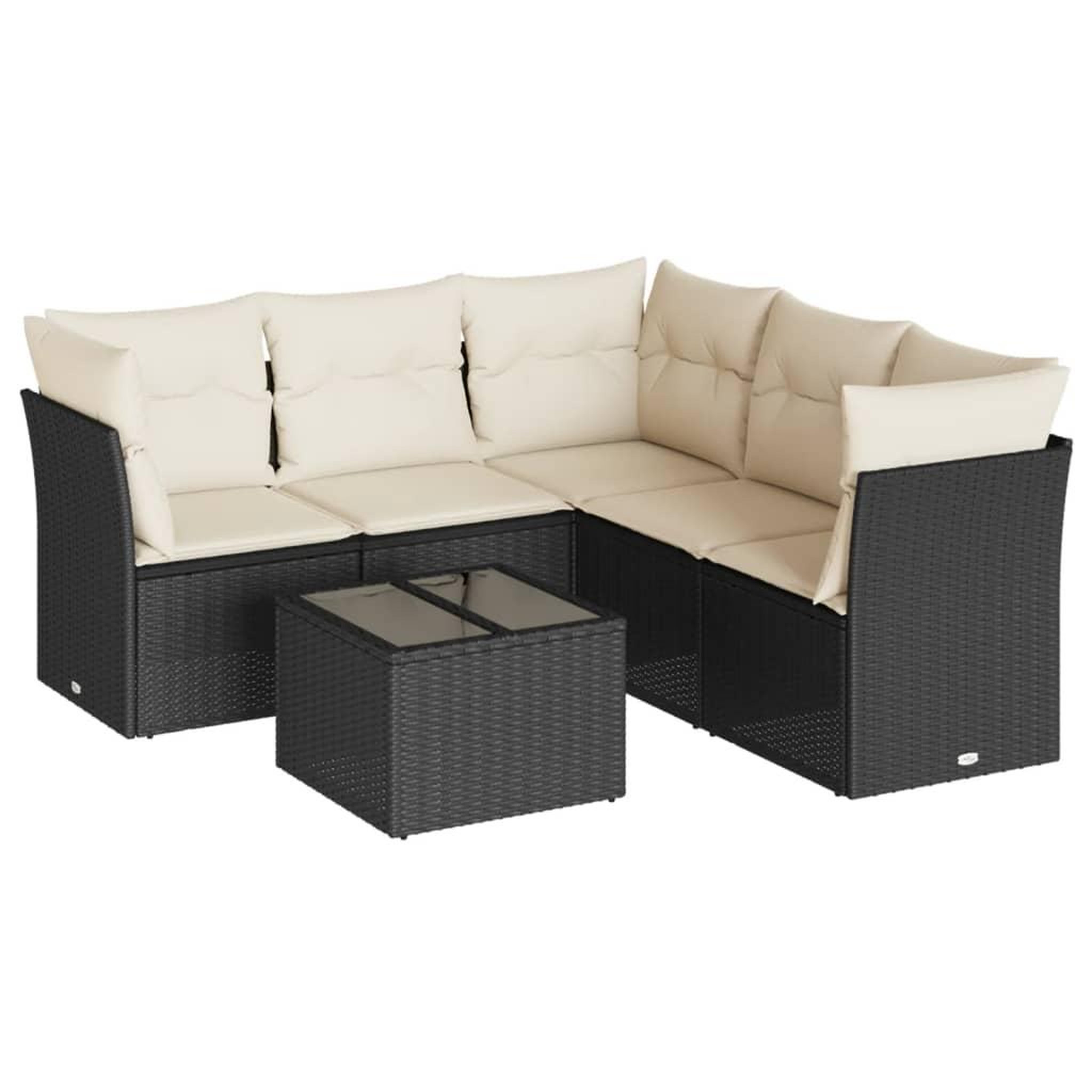 Voir la diapositive 2 : VIDAXL Salon de jardin 6 pcs avec coussins noir resine tressee