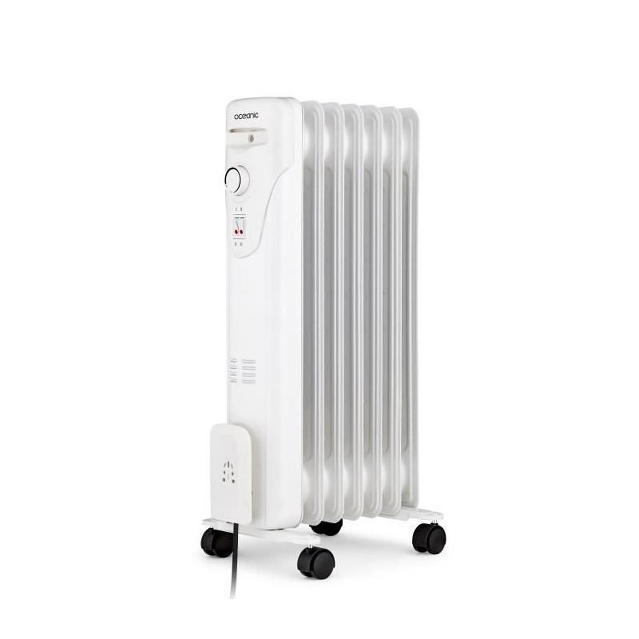 Voir la diapositive 2 : OCEANIC Radiateur électrique bain d'huile 1500W OCEANIC - 3 puissances - 7 éléments - Blanc - Mobile