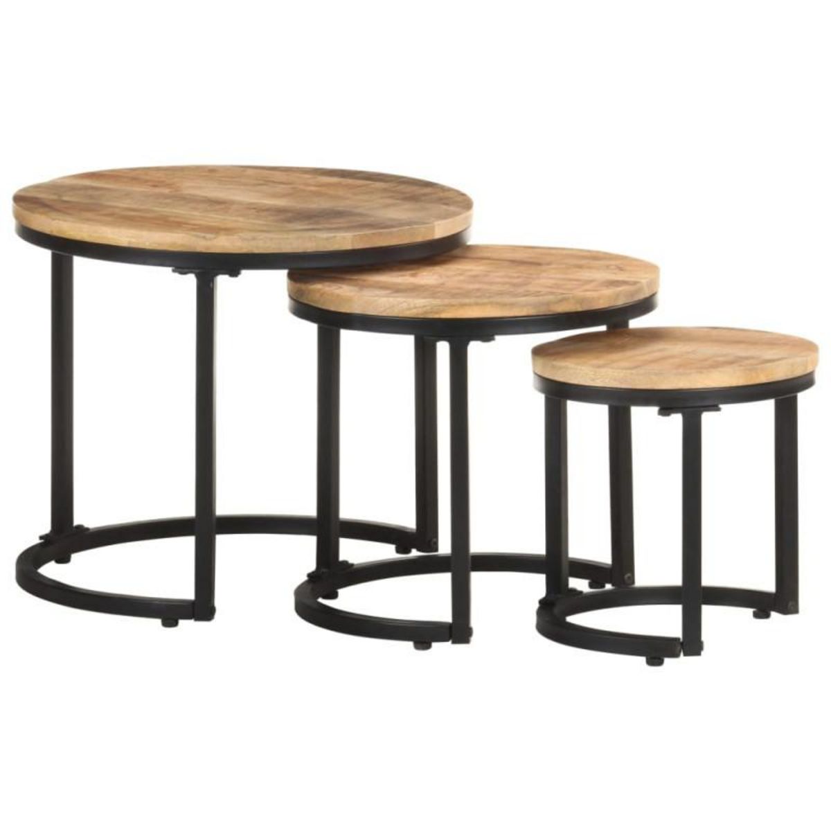 VIDAXL Tables d appoint 3 pcs Bois de manguier brut