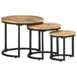 VIDAXL Tables d appoint 3 pcs Bois de manguier brut