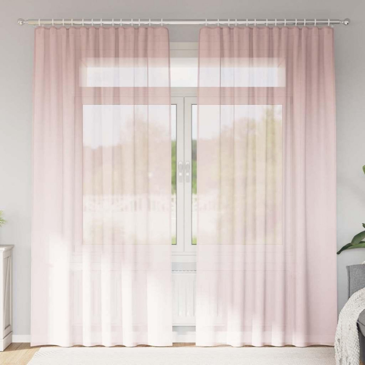 VIDAXL Rideaux en voile avec boucles 2 pcs rose clair 140x245 cm