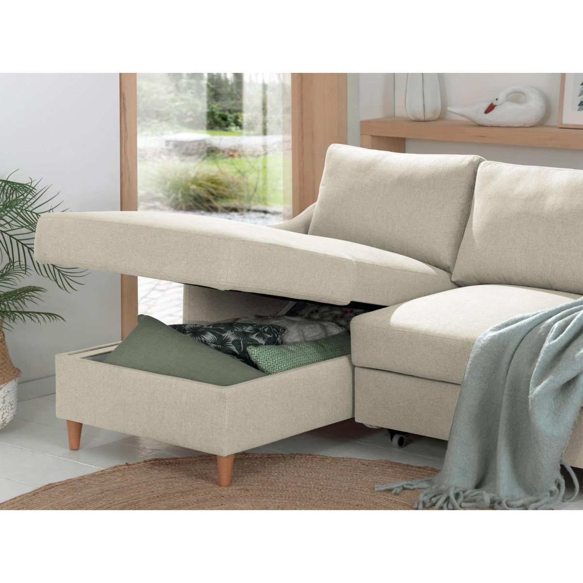 LISA DESIGN Will - canapé d'angle gauche - convertible avec coffre - 4 places - en tissu