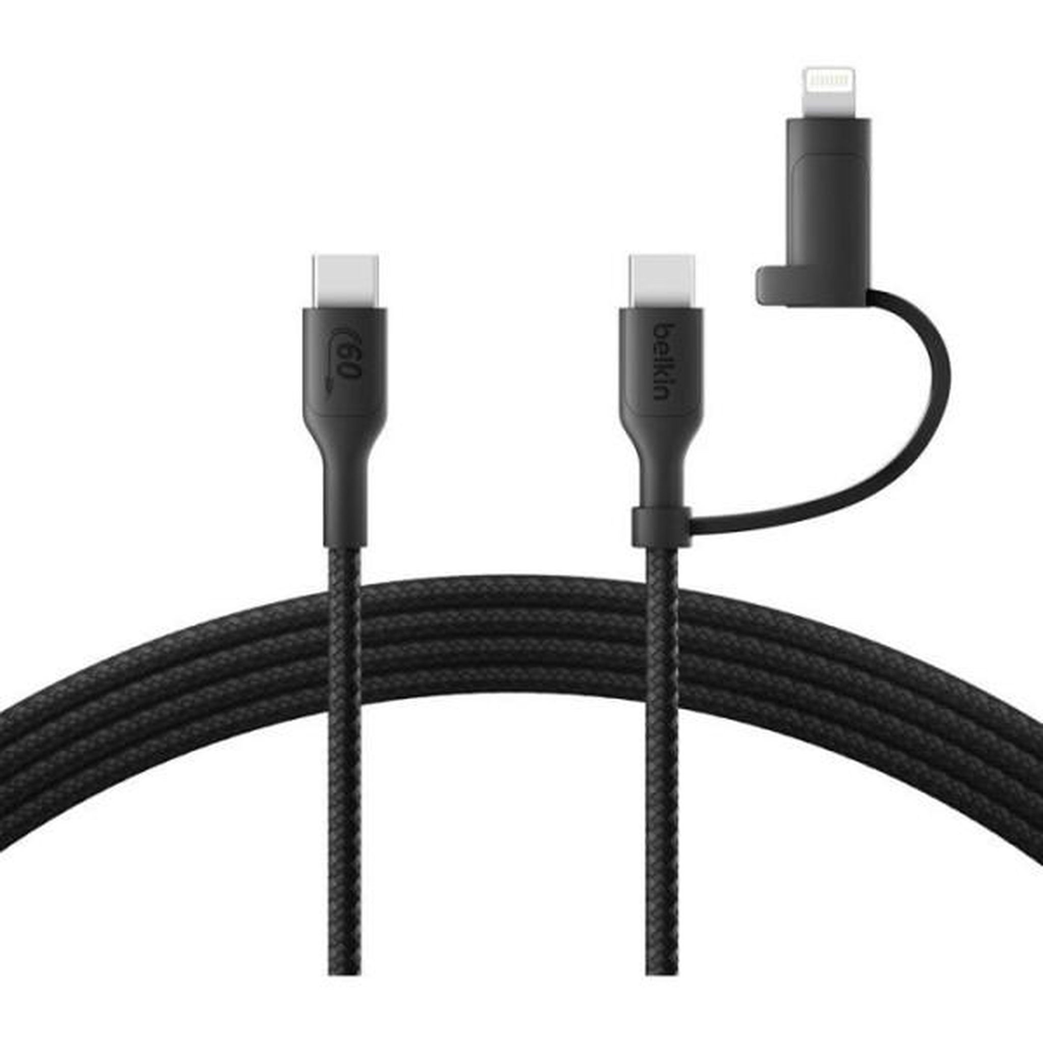 Voir la diapositive 6 : Belkin Adaptateur usb 2-en-1 usb-c et lightning 1m50 noi