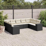 VIDAXL Salon de jardin 9 pcs avec coussins noir resine tressee