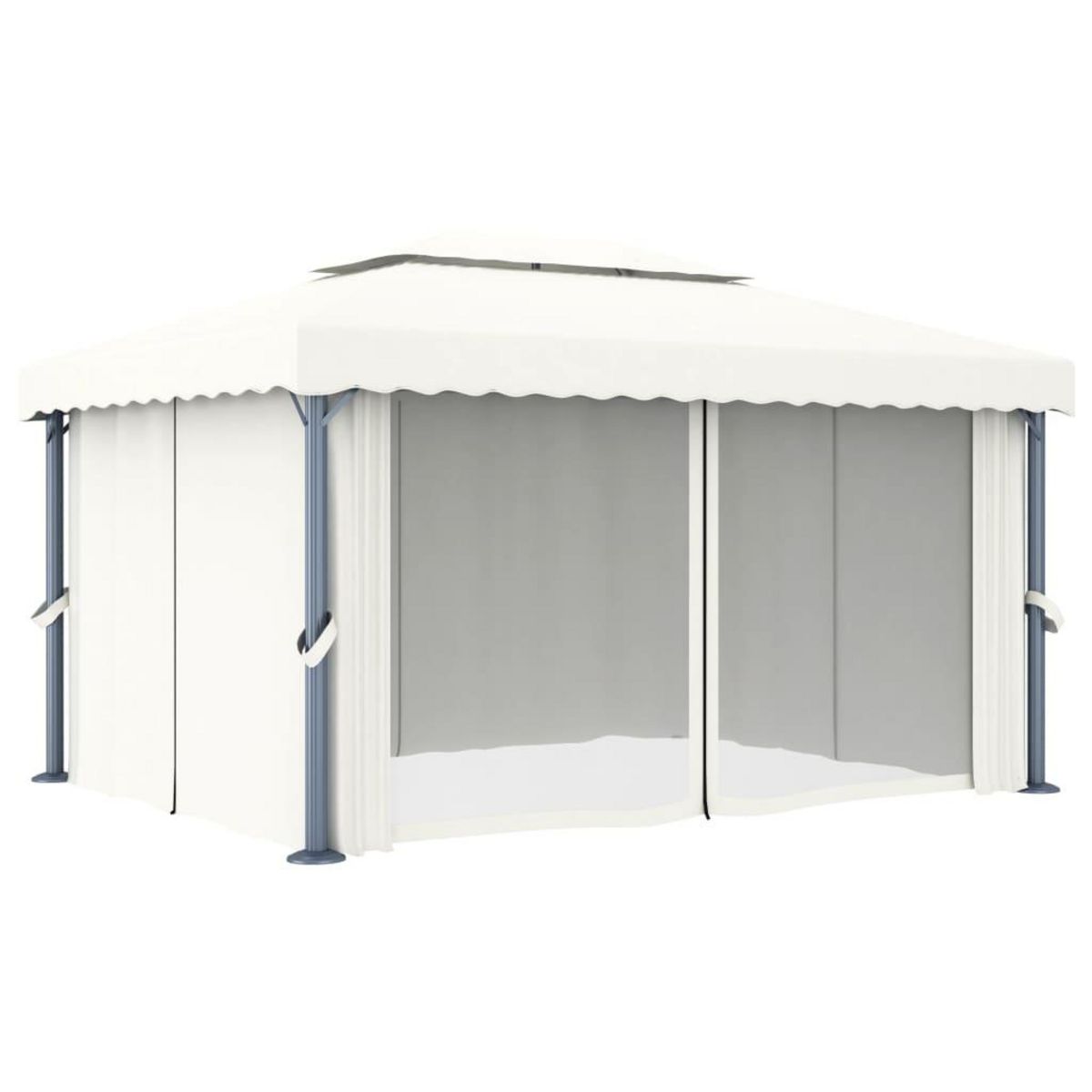 VIDAXL Tonnelle avec rideau 4x3 m Blanc creme Aluminium